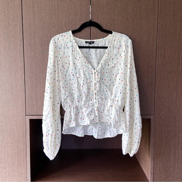Topshop Sprinkle Polka Dot Print Multicolour Blouse - Picture 4 of 6